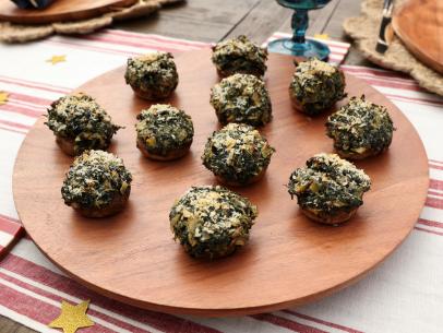 Spinach Artichoke-Stuffed Mushrooms as seen on Valerie's Home Cooking, Season 14.